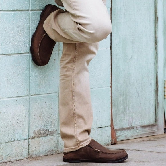 Olukai Mens Moloa Mola Leather Loafer Slip on shoes sz 8.5 - Picture 1 of 12